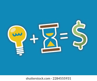 idea más tiempo es igual a dinero, concepto de negocios, ilustración vectorial 