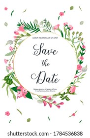 The idea of a postcard in the form of a frame with a floral ornament. Background design for decoration of a decorative, greeting card, business card or invitation.Vector illustration design concept.