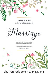 The idea of a postcard in the form of a frame with a floral ornament. Background design for decoration of a decorative, greeting card, business card or invitation.Vector illustration design concept.