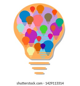 idea presentation of brain by bulb with many bulb in side. vector-illustration. brainstorm concept.