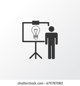 Idea Presentation Icon Symbol. Premium Quality Isolated Solution Demonstration Element In Trendy Style.