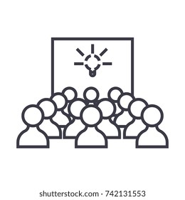 idea presentation linear icon, sign, symbol, vector on isolated background