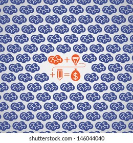 The idea process make the different to money among other brain. vector pattern