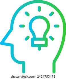 Idea project development icon with blue and green gradient outline style. idea, creative, lightbulb, bulb, inspiration, concept, business. Vector Illustration