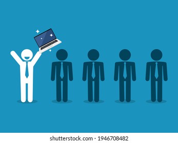 The idea and the prominence that distinguish professional success. Vector illustration