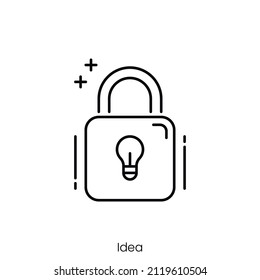 idea protection icon. Outline style icon design isolated on white background