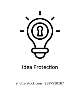 Ideenschutz-Vektorgrafik   Umriss-Design-Illustration. Symbol auf weißem Hintergrund EPS10-Datei