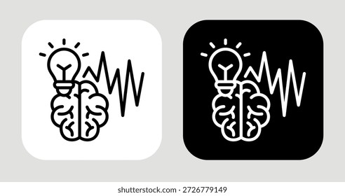 Icono de pulso de la idea en estilo de línea blanco y negro
