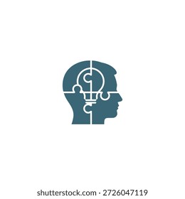 Idee Puzzle Kopf Symbol flachen Vektordesign.