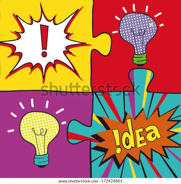 Idea Puzzles Pop Art Style Creative Stock Vector Royalty Free