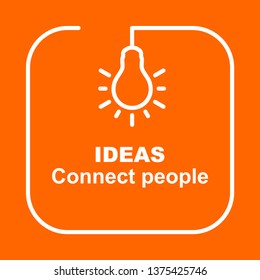 idea quote with light bulb with gears. concept of big ideas inspiration innovation, invention, effective thinking. text. outline. Vector for your design in color vector illustration.