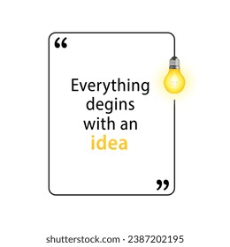 Idea quote with light bulb with gears. Big ideas concept inspires innovation, invention, effective thinking. text. contours. Vector for your design. Vector illustration