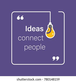 idea quote with light bulb with gears. concept of big ideas inspiration innovation, invention, effective thinking. text. outline. Vector for your design in color of 2018 - stock vector