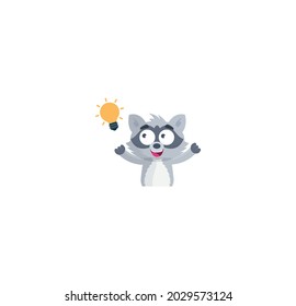 Idea Racoon Sticker Icon Isolated On White Background