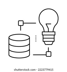 idea realization digital processing line icon vector. idea realization digital processing sign. isolated contour symbol black illustration