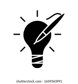 Idea recording black icon, concept illustration, vector flat symbol, glyph sign.