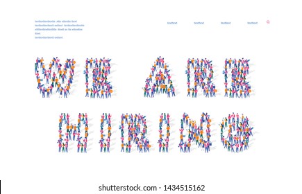 The idea for recruiting, Group of business people are gathered together in the shape of We Are Hiring word. Human Resource, 