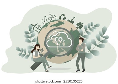 The idea of reducing CO2 emissions to limit global warming. Lower CO2 levels with sustainable development of renewable energy, planting tree, and green energy to stop climate change.	