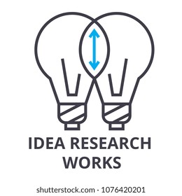 idea research works thin line icon, sign, symbol, illustation, linear concept, vector 