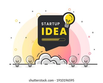 Idea rocket launch for idea boost. Trendy flat vector illustration. 