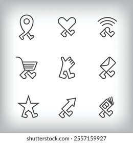 idea running foot design logo icon set. Sports template ribbon geometric style.