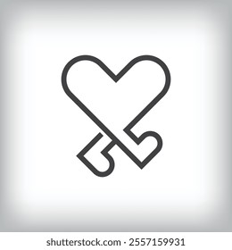 idea running heart foot design logo. lifestyle and sports template ribbon geometric style.
