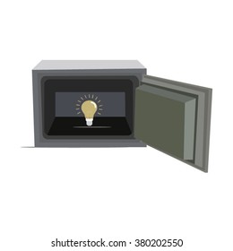Idea In Safe. Business Concept Cartoon Illustration.