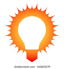 Idea! Schematic illustration of a glowing light bulb (EPS 8)