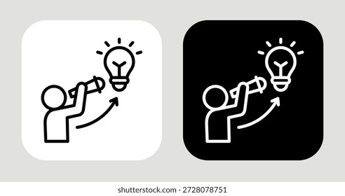 Icono del alcance de la idea en estilo blanco y negro de la línea
