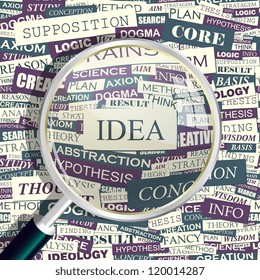 IDEA. Nahtlose Wortcollage. Vektorgrafik.
