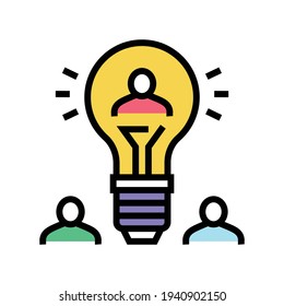 idea for search potential client and crowdsoursing color icon vector. idea for search potential client and crowdsoursing sign. isolated symbol illustration