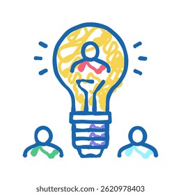 Idee für die Suche nach potenziellen Kunden und Crowdsoursing doodle Symbol Skizze Vektor. Idee für die Suche nach potenziellen Kunden und Crowdsourcing-Zeichen. einzelne Symbolgrafik