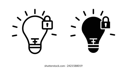 Idea Security Line Icon. Concept Safeguard Icon in Black and White Color.