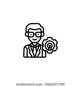 idea setting business consultant outline icon and illustration