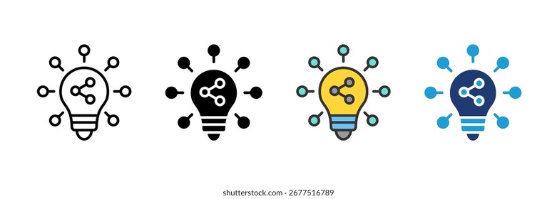 Conjunto de ícones de compartilhamento de ideias Coleção de estilos múltiplos