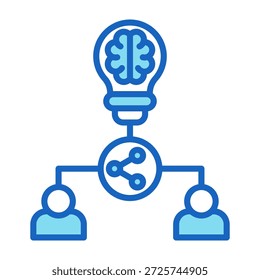 Icono de intercambio de ideas Ilustración vectorial de estilo de color azul