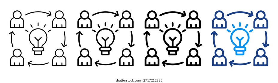 Icono de intercambio de ideas Conjunto de Colección de contorno diferente