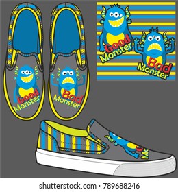 The idea for shoes. Printed sneakers. Sports shoes, shoes for everyday wear. Vector illustration