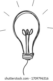 idea sign hand drawn light bulb vector illustration
