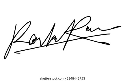 Idea Signature Starting Letter R for Document. Vector with Transparent Background