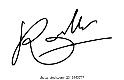 Idea Signature Starting Letter R for Document. Vector with Transparent Background