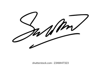 Idea Signature Starting Letter S for Document. Vector with Transparent Background.