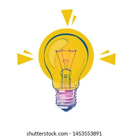 Idea sketch line. Vector illustration handwriting design. Isolated on white background. Creative idea solution innovative technology. Electric lamp template invention.