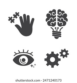 Idea Smart Action Concept Icons Schwarz isolierter weißer Hintergrund 