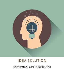 Idea solution bulb human man head brain concept