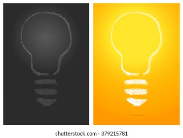Idea and solution concept. Creative poster with bright bulb