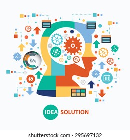 Idea solution concept design on white background,clean vector
