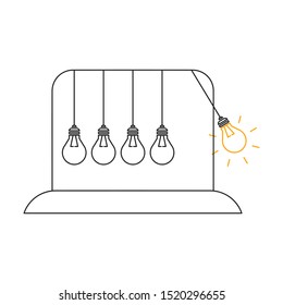 Idea solution concepts with light bulb. Thin line illustration. 