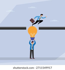 Idea as a Solution: Overcoming Business Obstacles with Innovation 2d flat vector illustration