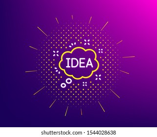 Idea speech bubble line icon. Halftone pattern. Graphic art sign. Inspiration symbol. Gradient background. Idea line icon. Yellow halftone pattern. Vector